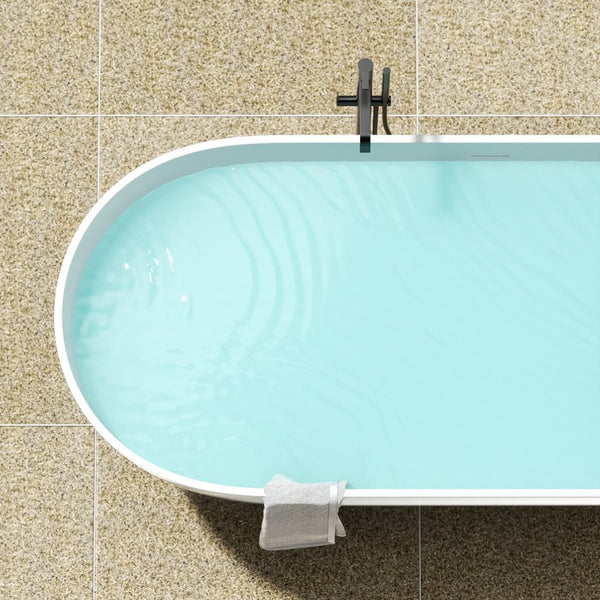 English Elm 69" Stone Resin Freestanding Soaking Tub Ergonomic Lumbar Arch Matte White Cupc W1920P385615