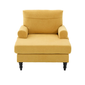 English Elm Modern Chenille Recliner Chaise Lounge Sofa Chair with High-Resilience Foam, Wide Seat, 550lb Capacity Mustard yellow W395P371336