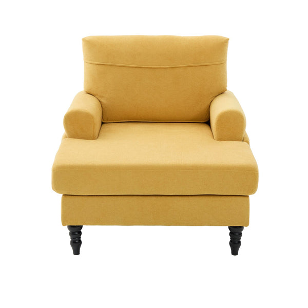 English Elm Modern Chenille Recliner Chaise Lounge Sofa Chair with High-Resilience Foam, Wide Seat, 550lb Capacity Mustard yellow W395P371336