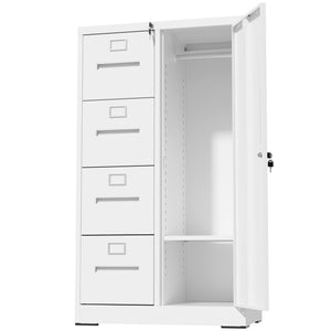 English Elm Metal Four Drawer Filing Cabinet with Lock Steel Storage for Home Office Bedroom White W2735P457275