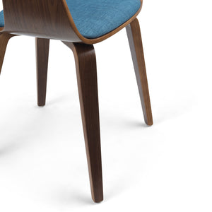 English Elm Lowell Bentwood Dining Chair - Stylish Blue Linen Upholstery, Mid-Century Modern Design & Comfort B136P158836