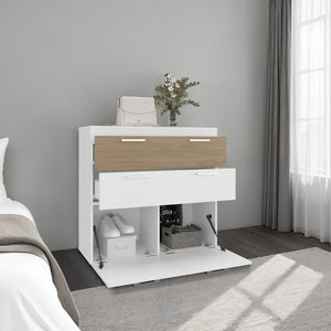 English Elm Belton Bedroom Dresser with Pull Out Drawers Drop Down Doors and Interior Shelving B200P445765