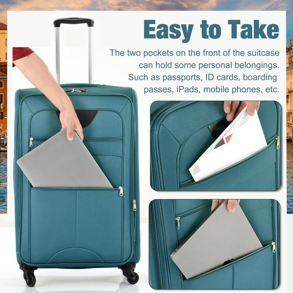 English Elm Softside Expandable Spinner Luggage Set with Tsa Lock Duffel Polyester Travel Green N732P201004F