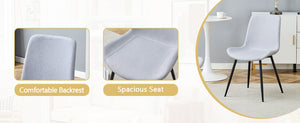 English Elm Table and Chair Set Oval Tempered Glass Top with 8 Linen Seats Light Luxury Dining W1151S04754