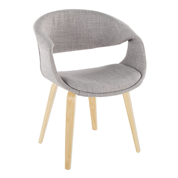 English Elm Upholstered Dining Chair Set of Two with Bentwood Legs and Grey Fabric Seat B202S02074
