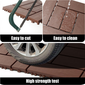 English Elm 12-inch Interlocking Pp Deck Tiles Snap Together for Patio Balcony or Courtyard 44 Sq Ft W3022P251853