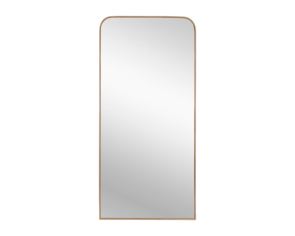 Sunpan Calabasas Floor Mirror - Sleek Minimalist Design with Iron Frame, Perfect for Modern Loft Spaces Brass