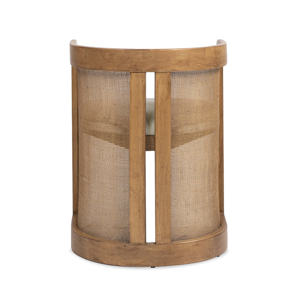 English Elm Jennifer Taylor Home - Lilith Curved Rattan Upholstered Dining Chair 20.5" White — Stain‑Resistant High‑Performance Fabric, Solid Rubberwood Frame B2719P238493