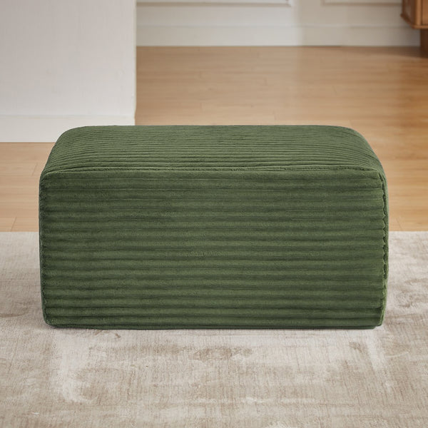 English Elm L-shaped Corduroy Cloud Sectional with Ottoman for Modern Living Room Comfort Green W2339P411753