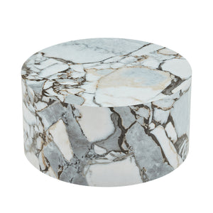 English Elm Cave Stone Patterned Mdf Round Coffee Table for Minimalist Industrial Living Rooms White W1151P460955