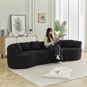 English Elm Curved Chenille Sectional Sofa Oversized Four Seat Cloud Foam Living Room Lounge W3505P355584