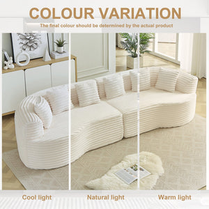 English Elm Curved Chenille Sectional Sofa Oversized Four Seat Cloud Foam Living Room Lounge W3505P355585