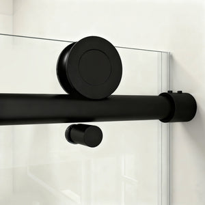 English Elm 56" Frameless Single Sliding Shower Door Tempered Glass Walk-in Bath Enclosure Matte Black W1573P342101