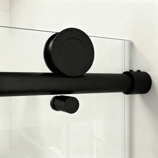 English Elm 56" Frameless Single Sliding Shower Door Tempered Glass Walk-in Bath Enclosure Matte Black W1573P342101