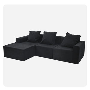 English Elm Convertible Modular Velvet Sectional Sofa Set Antique Black - CertiPUR-US Foam, Machine Washable Covers, Stain Resistant Comfort W3341P329088