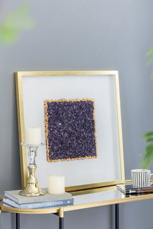 English Elm S/2 Lillian Purple Crystal Shadow Boxes - Elegant Wall Décor With Velvet & Gold Accents, 23.6" W2078P318313-GIGA