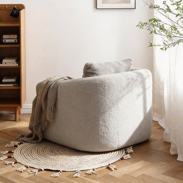 English Elm 360° 360 Swivel Teddy Velvet Accent Chair Plush Cocoon Seat for Living Room or Bedroom Light Gray W5385P433242
