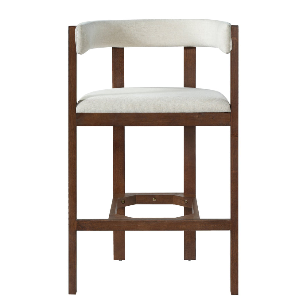English Elm Bar Stools Set of 2 Rubberwood Barrel Back Counter Height Kitchen Island Seating Beige N771P375076D