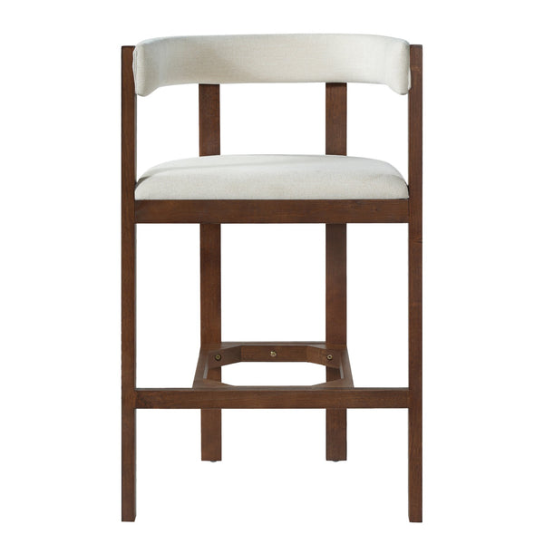 English Elm Bar Stools Set of 2 Rubberwood Barrel Back Counter Height Kitchen Island Seating Beige N771P375076D
