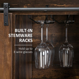 English Elm Homcom Rustic Industrial Sideboard Buffet Cabinet With Sliding Barn Doors, Adjustable Shelves & Storage W2225P217418
