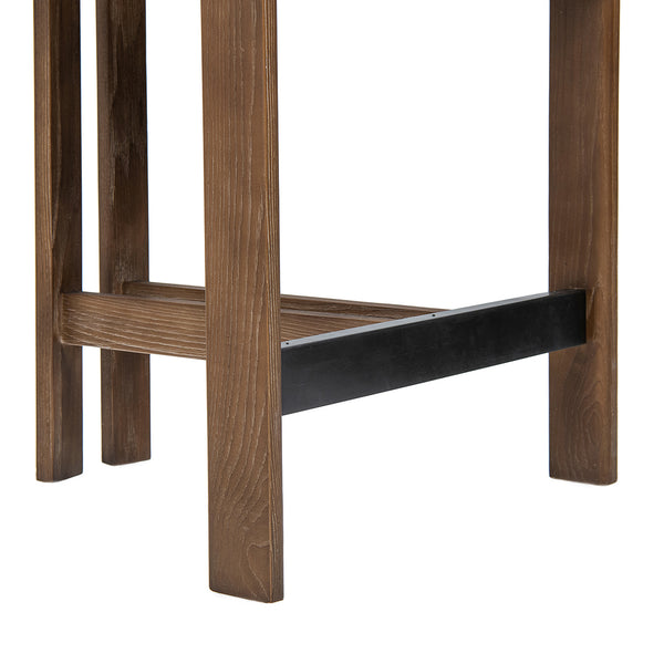 English Elm Millwick Sheepskin Fur Counter Stool Solid Ash Wood Frame Farmhouse Kitchen Seating B2719P479033