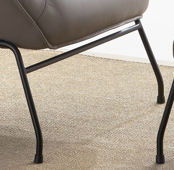 English Elm Jabel Khaki Top Grain Leather Accent Chair & Ottoman with Metal Frame, Full Foam Comfort, 37"H B2726S00392