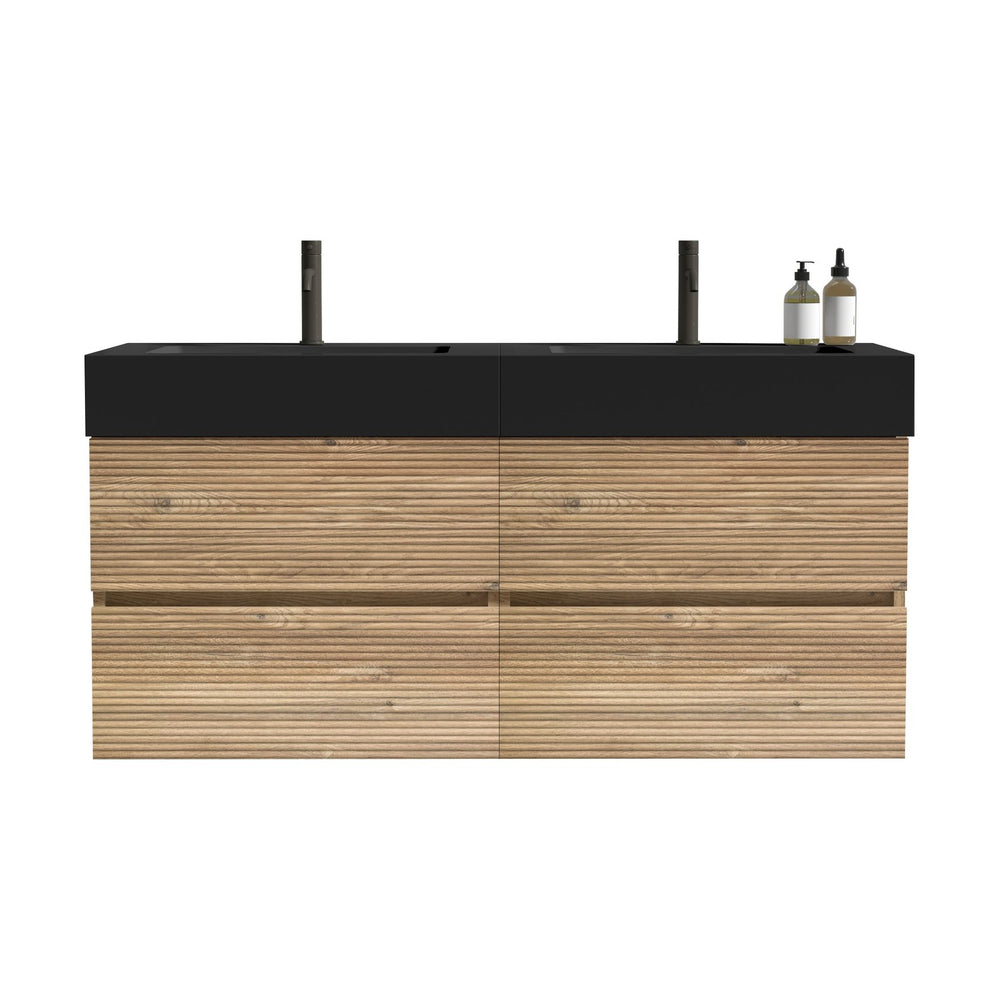 English Elm Grace 48'' Floating Bathroom Vanity With Matte Black Sink & Soft-Close Drawers For Modern Elegance W1865S00167