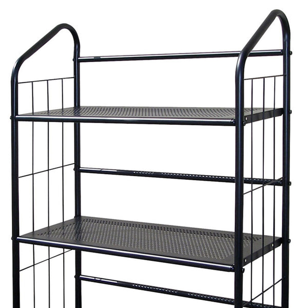 English Elm 37" Metal 3-Tier Standing Book Shelf Black Finish — Space-Saving Office, Living Room & Kids Storage Display 39x14x6" B072115890