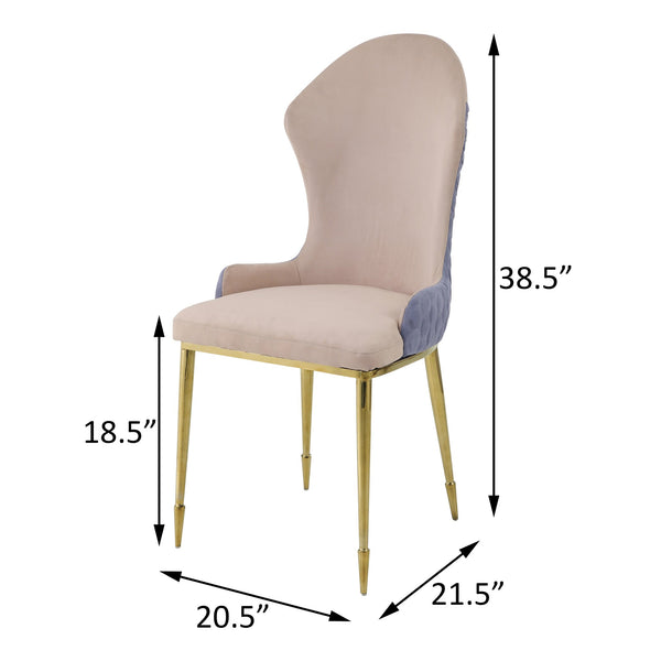 English Elm Tan Luxurious Wingback Dining Chairs Set of 2 – Lavender Honeycomb Exterior, Gold Frame, Ergonomic Sloped Arms B062P186451
