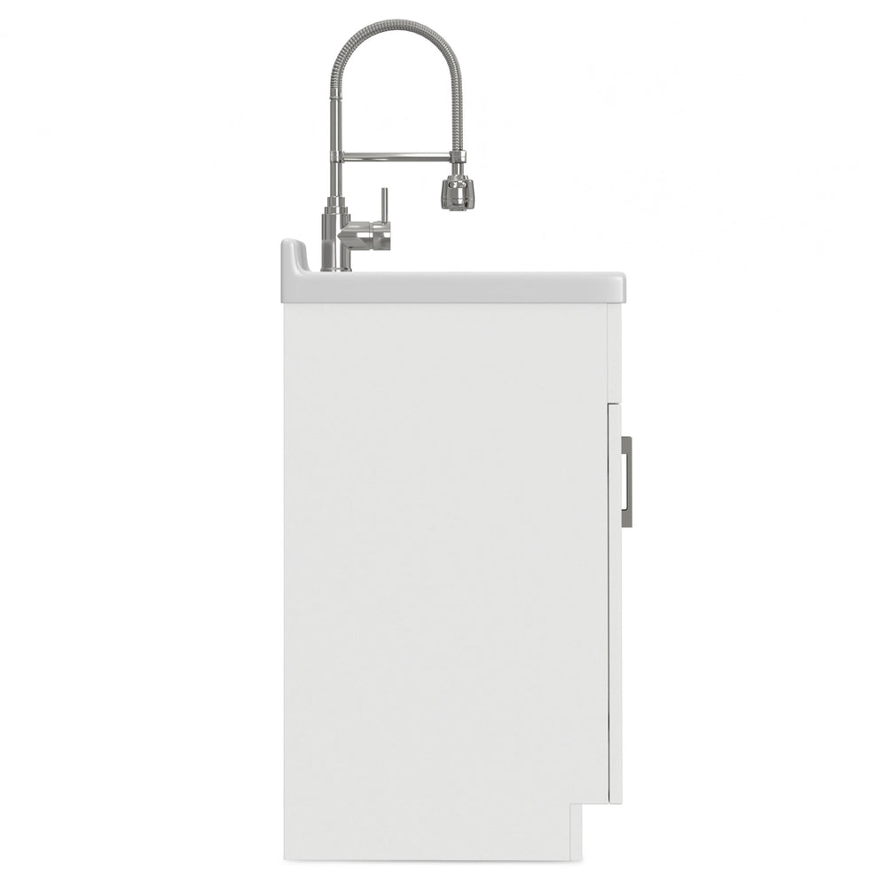 English Elm Murphy Beadboard Laundry Sink Cabinet with Deep Abs Basin and Chrome Faucet Included B136P427214