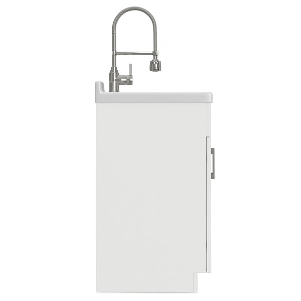 English Elm Murphy Beadboard Laundry Sink Cabinet with Deep Abs Basin and Chrome Faucet Included B136P427214