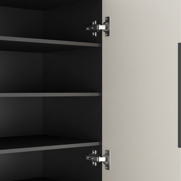 English Elm Sideboard,shoe Cabinet Four Door Entryway Organizer with Adjustable Shelves Modern Black W1321S00042