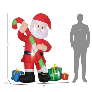 English Elm 6ft Santa Claus Inflatable Yard Decoration with Led Lights and Candy Cane Holiday Display T3971P404350