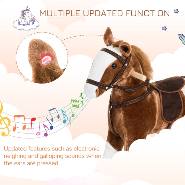 English Elm Qaba Plush Rocking Pony for Toddlers with Sound Effects and Padded Saddle Playroom Fun W2225P217966