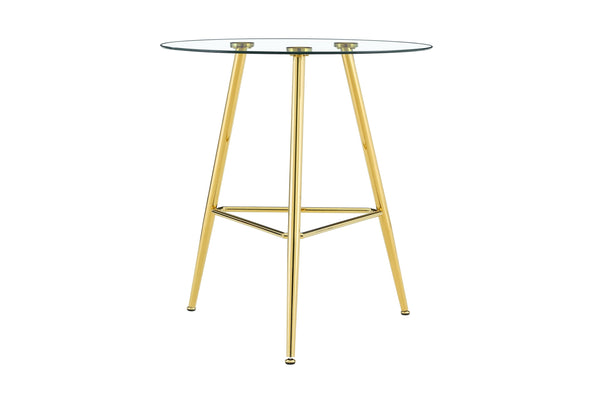 English Elm 36 Inch Round Glass Top Bar Table Chrome Tripod Base Modern Bistro Pub Style W3493P452050