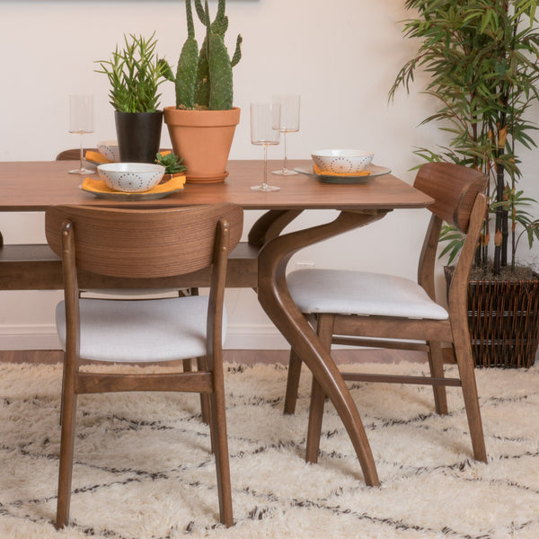 English Elm Christopher Knight Home® - DINING Chair with Cushioned Fabric Seat and Polished Wood Frame — Elegant Modern Comfort for Home Light beige 58925.00WNT