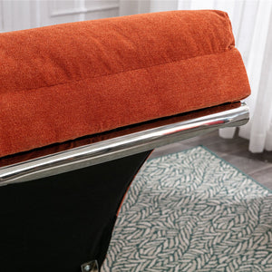 English Elm Linen Ergonomic Massage Chaise Lounge with Remote Control, 140° Recline, Foam Cushion Comfort and Sturdy Frame Orange W39539622