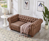 English Elm Classic Chesterfield Sofa Loveseat For Living Room Brown Faux Leather