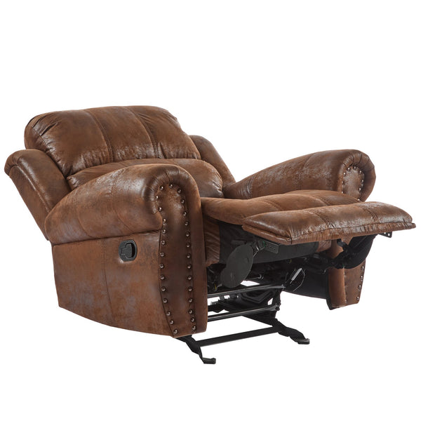 English Elm Christopher Knight Home® - 40.75" Wide Suede Manual Glider Recliner Chair with Rolled Arms, Microfiber Comfort & Infinite Positions Brown N763P264499D