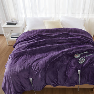 JLA Home Beautyrest - Blanket Beautyrest Heated with Secure Comfort Technology, Reversible Plush, 20 Temp Settings & Auto-Off Purple BR54-1941