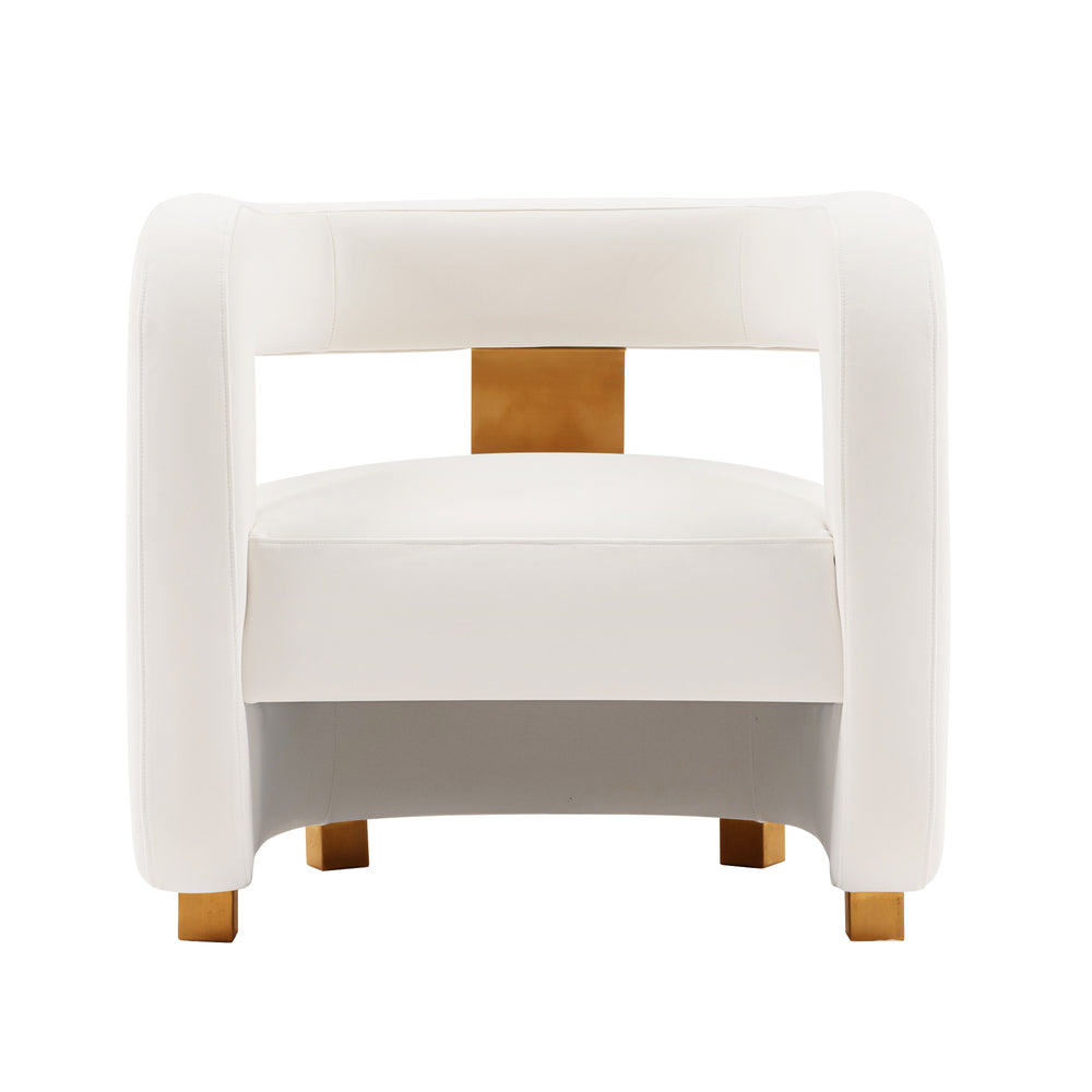 English Elm Amirah Velvet Lounge Chair White — Luxurious Velvet, Brushed Gold Legs, Pine Frame, 440 lb Capacity, Ready-Use B365P397990