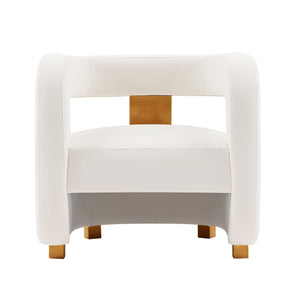 English Elm Amirah Velvet Lounge Chair White — Luxurious Velvet, Brushed Gold Legs, Pine Frame, 440 lb Capacity, Ready-Use B365P397990