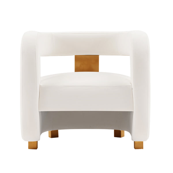 English Elm Amirah Velvet Lounge Chair White — Luxurious Velvet, Brushed Gold Legs, Pine Frame, 440 lb Capacity, Ready-Use B365P397990