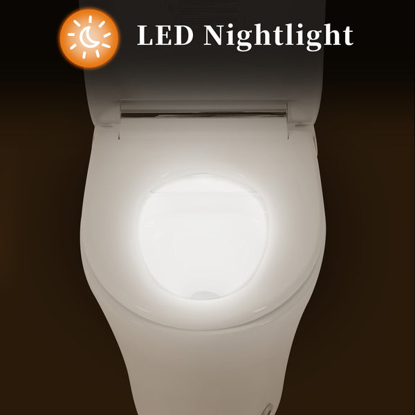 English Elm Smart toilet One-Piece Elongated Heated Seat with Foot Sensor, Dual Flush, Auto-LED Night Light, IPX4 Waterproof and Soft-Close Comfort Bowl (White) N753P222587W