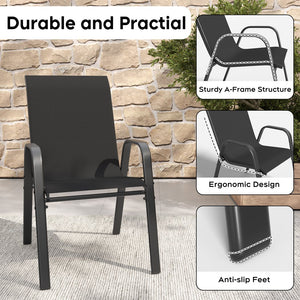 English Elm Outdoor Teslin Patio Chair Wide Ergonomic Seat Rust Proof Frame Commercial Grade Black W3979P392982