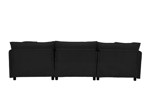 English Elm 108-inch Modular Chenille Sectional Sofa Deep Seated L Shape for Open Plan Living Black W2795S00045