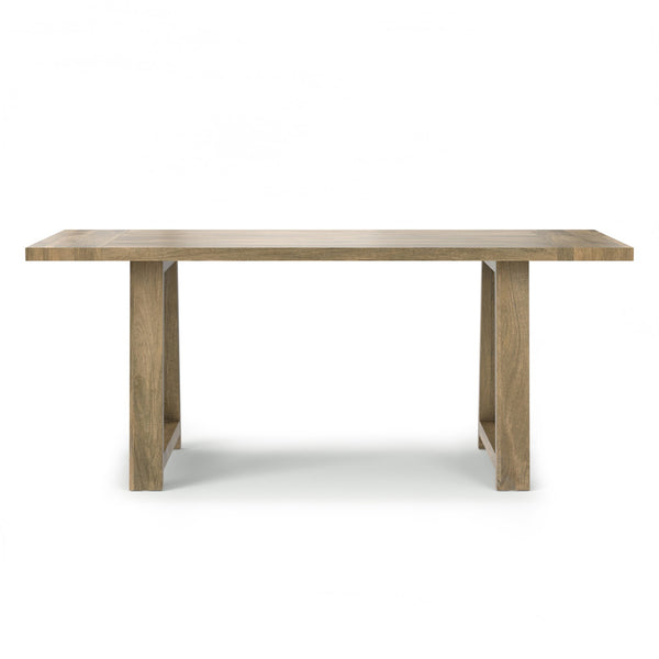 English Elm Whitley Solid Mango 72" Farmhouse Dining Table in Grey Wash — Trestle Base, Eco-Friendly, Seats 6 B136P266902