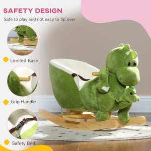 English Elm Qaba Plush Dinosaur Toddler Rocker with 32 Songs Hand Puppet and Safe Wooden Base W2225P249743