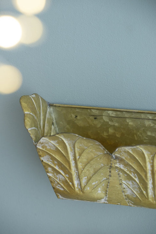 English Elm Set of 3 Zinc Planters with Aged Golden Patina for Rustic Farmhouse Indoor Decor W2078P498328