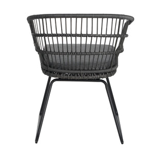 English Elm Christopher Knight Home® - TERRY Rattan Patio Chair Set (2) with Cushions, Gray Iron Frame, 300 lb Capacity, Quick Assembly N762P240844E
